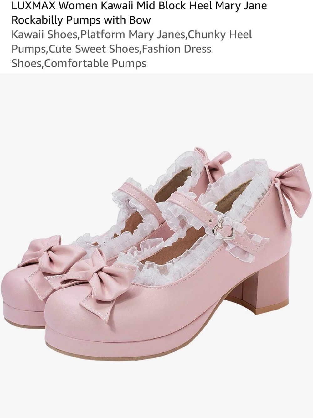 Pink Mary Jane Block Heel Pumps with Bow